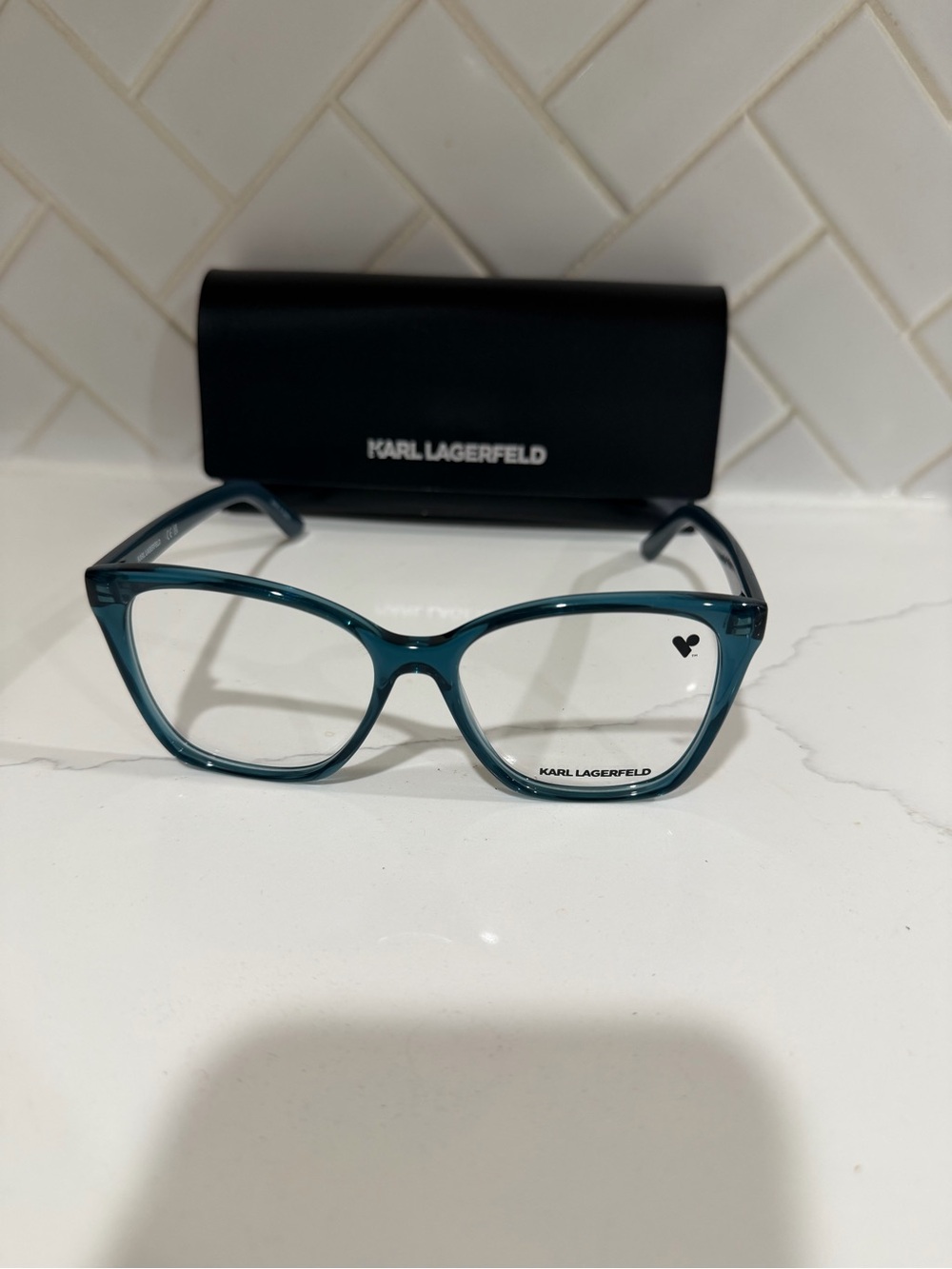Karl Lagerfeld Women's Teal Cat-Eye Optical Glasses